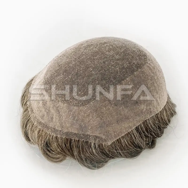 Custom order - Fine welded mono toupee with double layer fine welded mono around hair system for men
